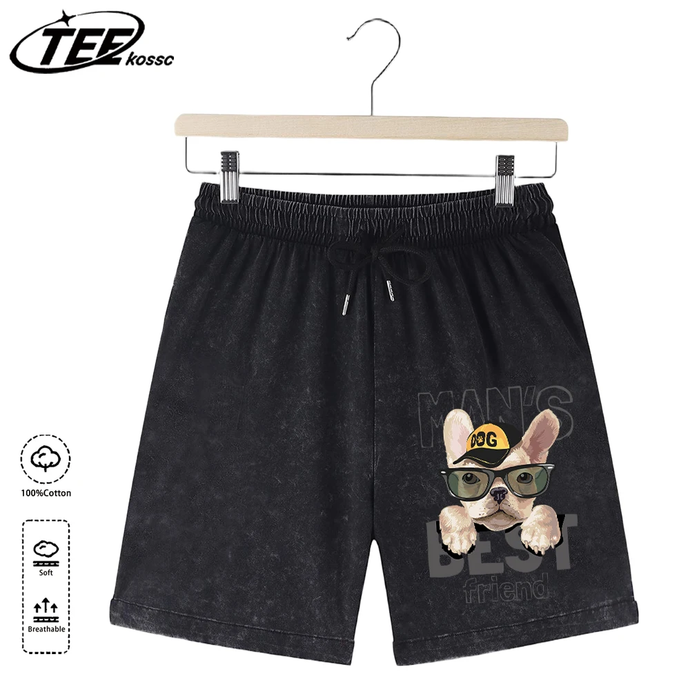 Dogs Are Man'S Best Friend Print Summer Man Fashion Washed Shorts Loose Cotton Pants Sport Vacation Bottom All-Match Short Pant