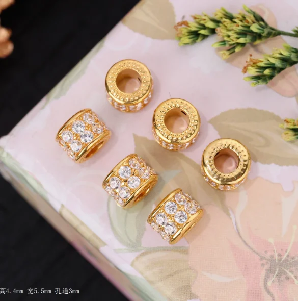 new arrival 18k jewelry accessories karat gold spacers with zircons gold stoppers gold beads