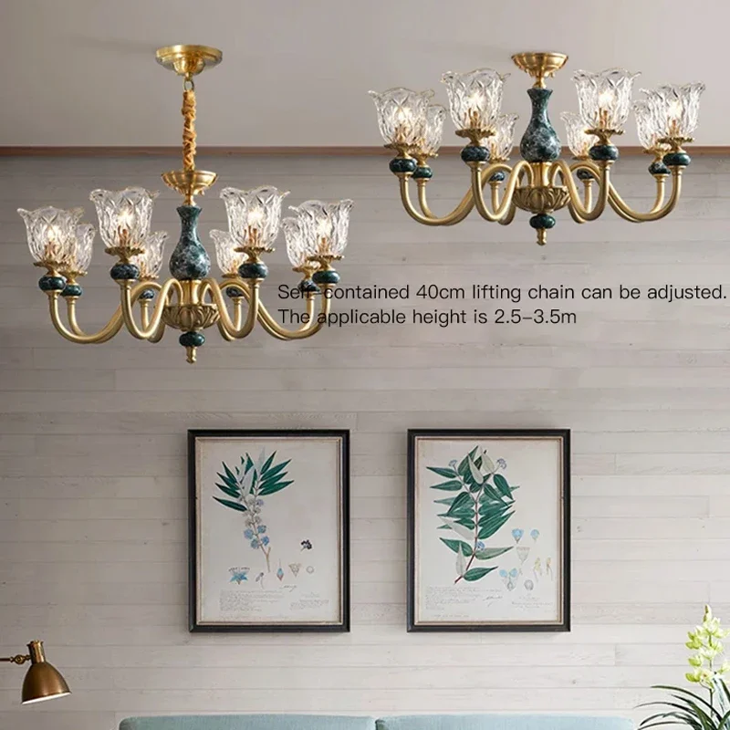 Vintage Glass Pendant Light, Luxury European-Style Living Room Dining Room Lighting Fixture, Elegant Home Decor Lamp - Image 5