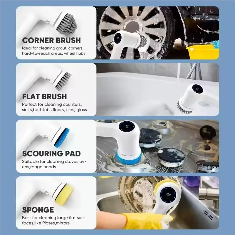 2026 Multifunctional Cleaner Brush Electric Household Cleaning Brushes Electric Kitchen Brush Cleaning Gadgets for Home Spin - Image 4