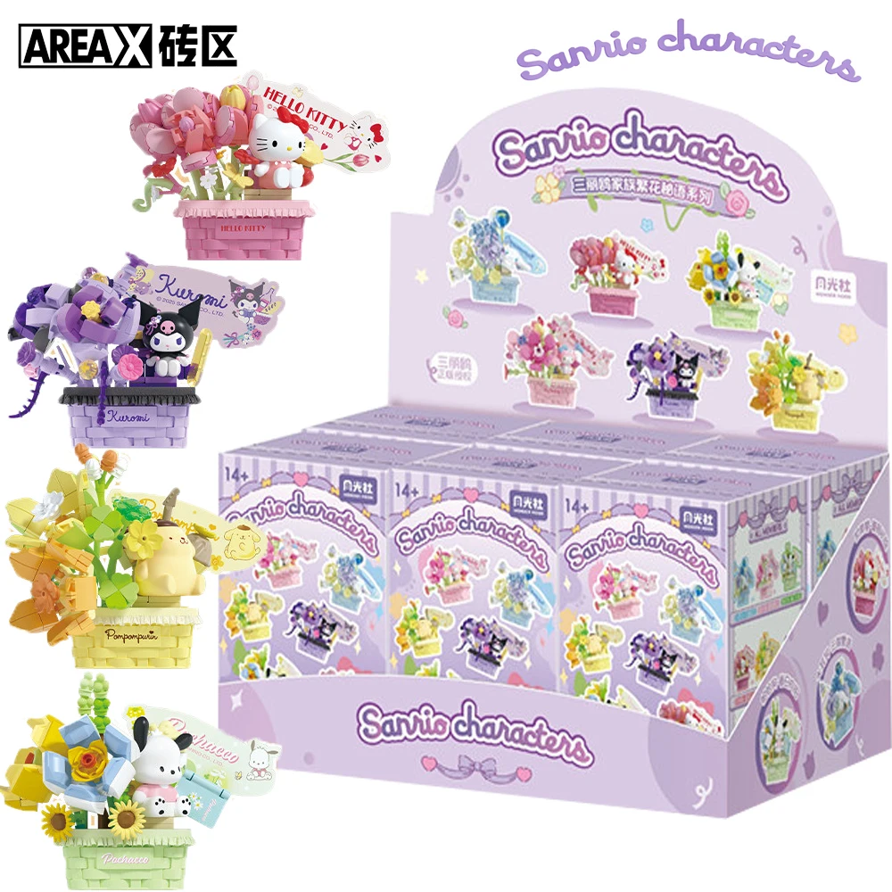 Original AREAX Sanrio Blind Box Flower Secret Series Cartoon Anime Character Assembly Model Decoration Toys Kids Hobbies Gifts